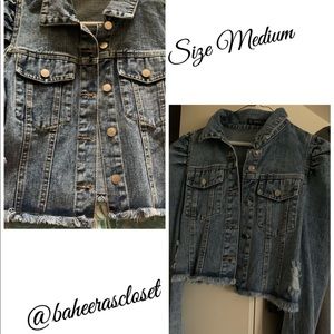 Puff sleeve denim jacket